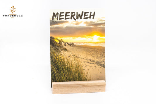 Postkarte "Meerweh" - Sylt  - auf Wunsch mit Kartenhalter aus Buchenholz
