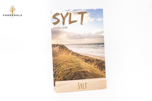 Postkarte, Ansichtskarte Sylt - auf Wunsch mit Kartenhalter aus Buchenholz
