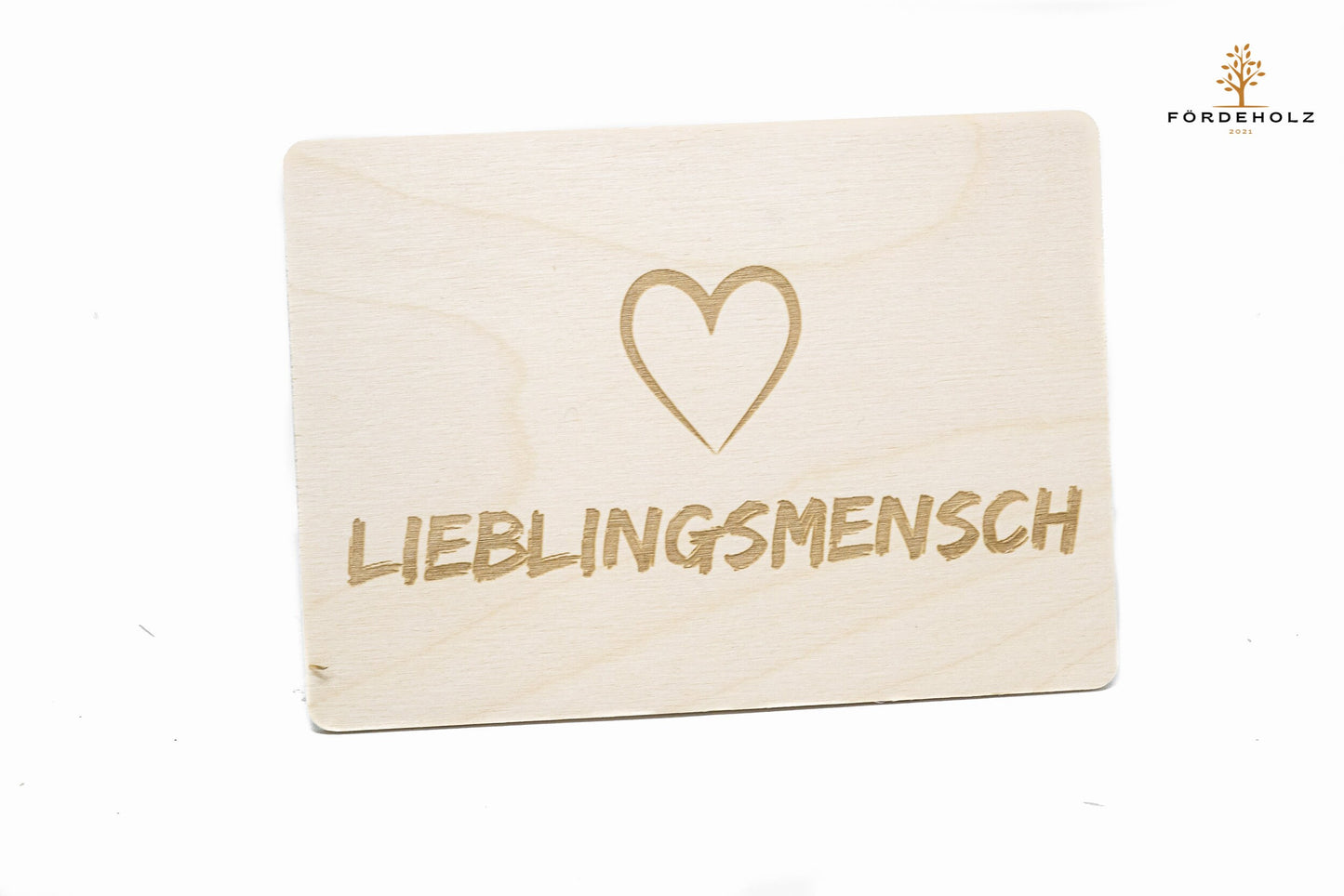 Holzpostkarte Valentinstag - Herz- Lieblingsmensch - Postkarte aus Holz - Holzkarte Valentinstag - Liebe