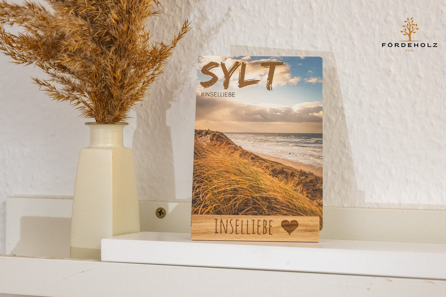 5er Set Sylt Postkarten - auf Wunsch mit passendem Kartenhalter aus Buchenholz