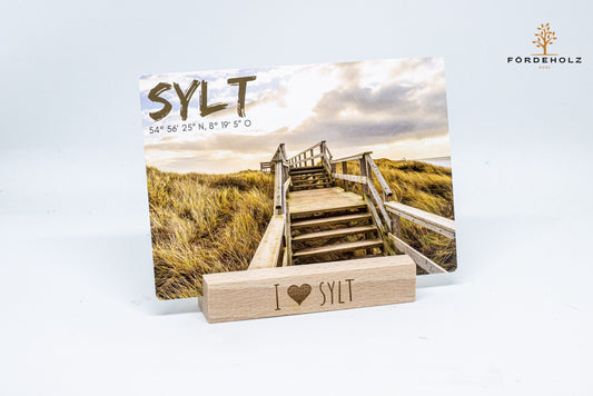 Postkarte "Sylt + Koordinaten" - Sylt  - Wenningstedt-Braderup mit partiellem UV Lack - auf Wunsch mit passendem Kartenhalter