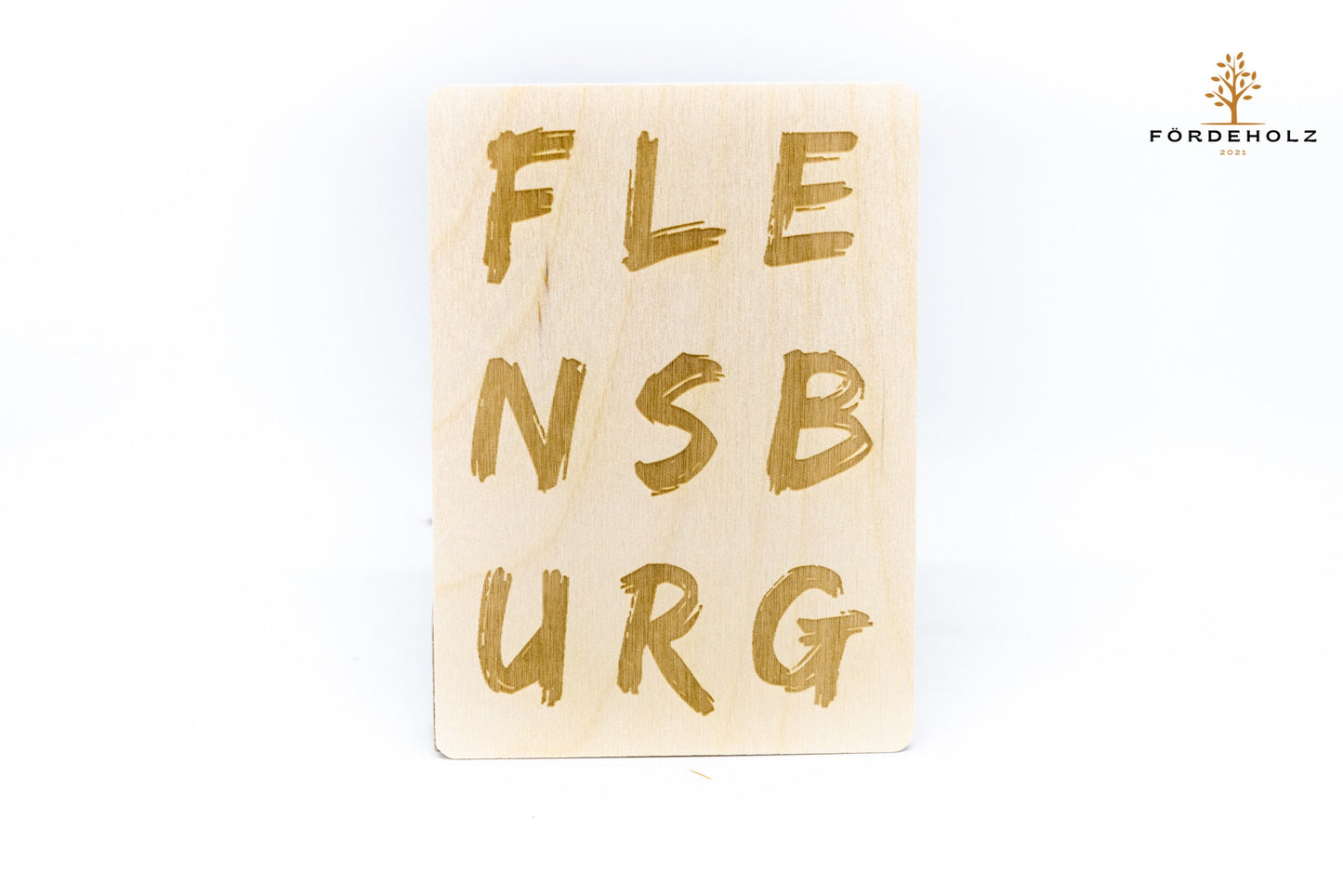 Holzpostkarte Flensburg - Postkarte aus Holz - Holzkarte - Ansichtskarte