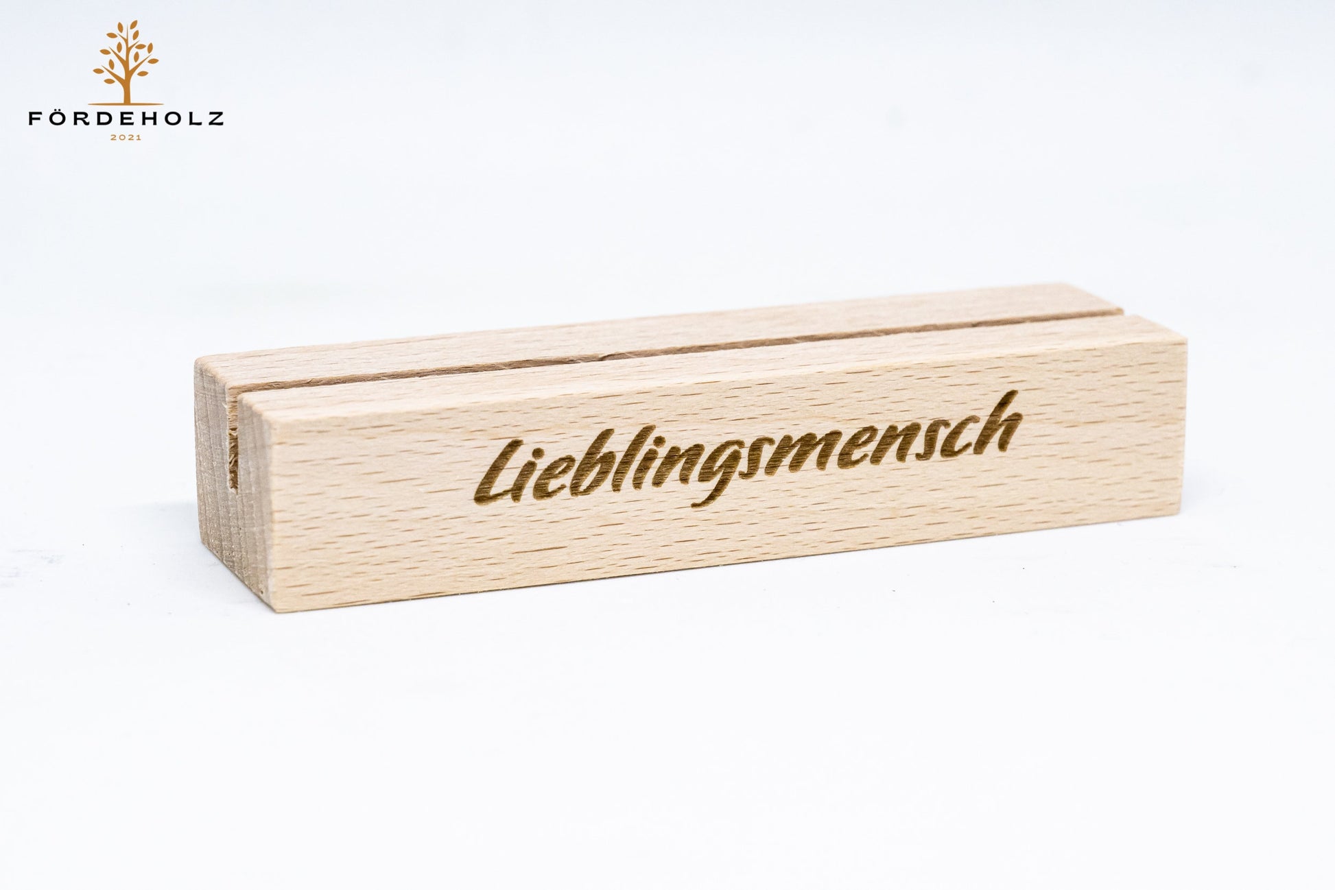 Kartenhalter Valentinstag aus Buchenholz - Gravur Lieblingsmensch oder Herzensmensch - Liebe, Romantik, Geschenk Valentinstag