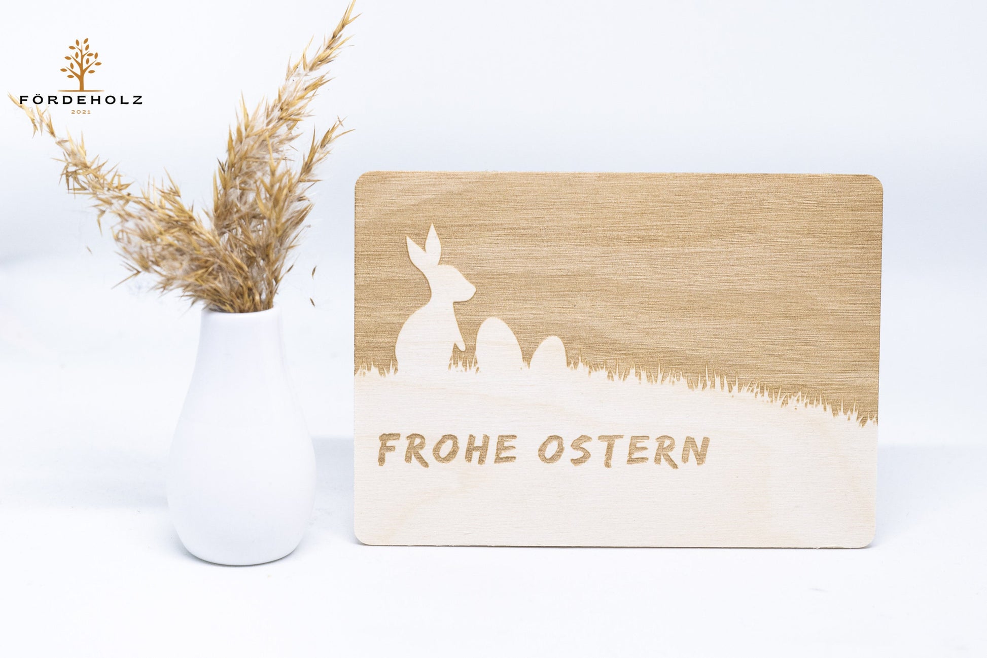 Holzpostkarte - Postkarte - Frohe Ostern - Osterfest - Osterpostkarte