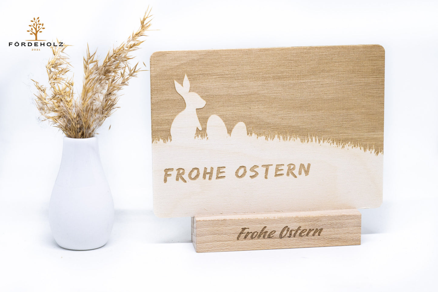 Holzpostkarte - Postkarte - Frohe Ostern - Osterfest - Osterpostkarte