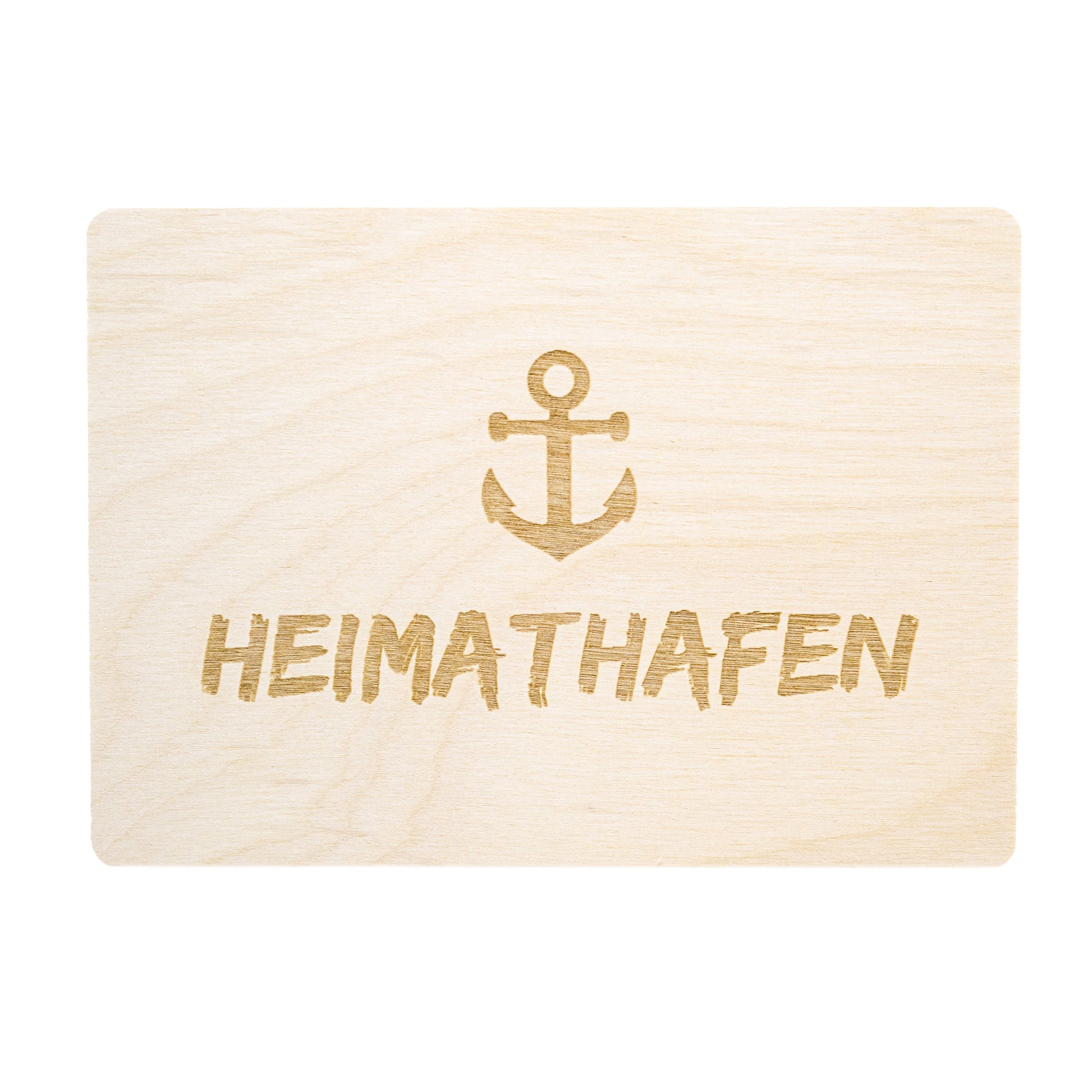 Holzpostkarte Heimathafen - Postkarte aus Holz - Anker - maritim - Holzkarte
