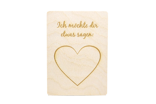 Rubbelkarte aus Holz zum selber beschriften • "Ich möchte dir etwas sagen" • Holzpostkarte • Rubbellos • Rubbel Gutschein • 10x14cm