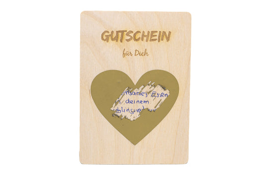 Rubbelkarte aus Holz zum selber beschriften • "Gutschein für dich" • Holzpostkarte • Rubbellos • Gutschein • Rubbel Gutschein • 10x14cm