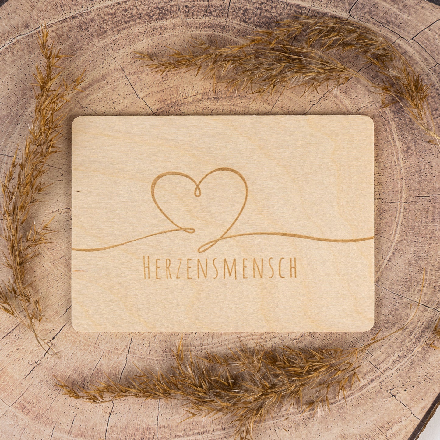 Holzpostkarte • Herzensmensch • Herz • Postkarte aus Holz • Liebe • Romantik • Holzkarte Valentinstag