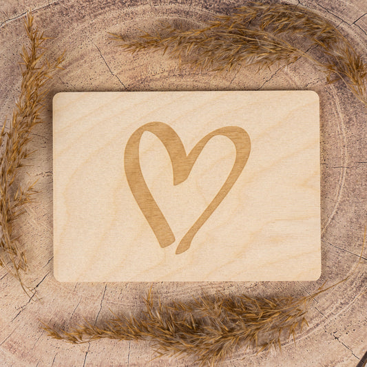 Holzpostkarte • Herz • Postkarte aus Holz • Liebe • Romantik • - Muttertag • Holzkarte Valentinstag