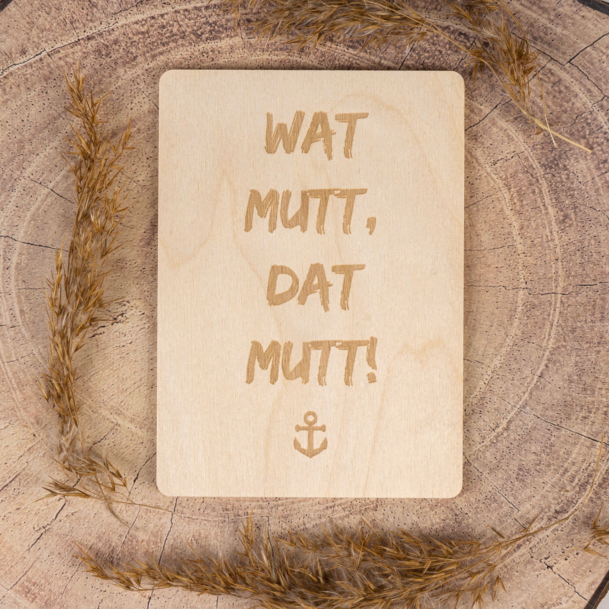 Holzpostkarte • wat mutt dat mutt • maritim • Holzkarte • Postkarte mit maritimem Motiv - Lasergravur