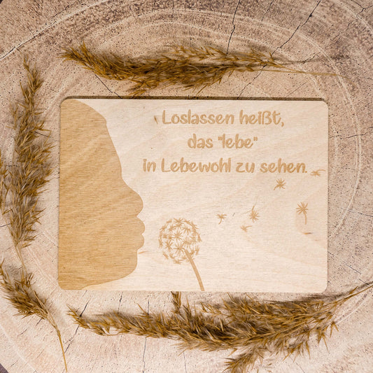 Holzpostkarte • Loslassen • Abschied • Trauer • Postkarte aus Holz • Holzkarte • 14x10cm