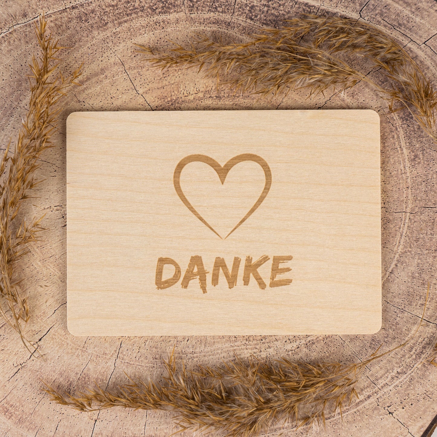 Holzpostkarte Danke Herz - Postkarte aus Holz - Danke - Muttertag - Holzkarte Valentinstag - Liebe