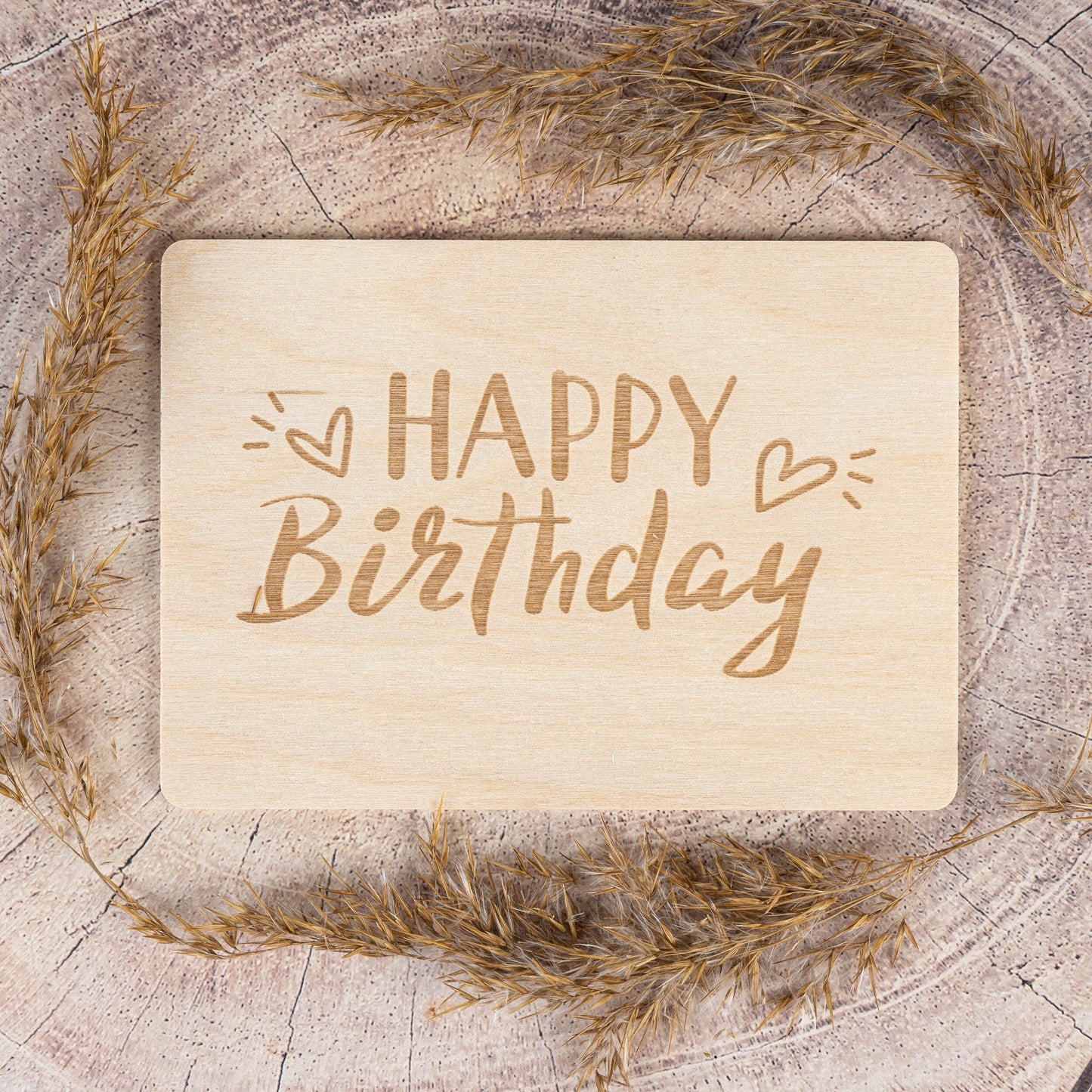 Holzpostkarte - Happy Birthday - Herzlichen Glückwunsch - Postkarte - Karte zum Geburtstag - Karte - Geburtstagskarte