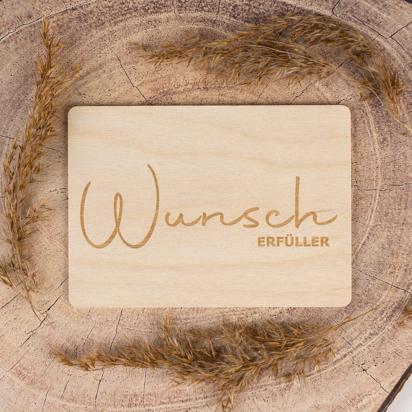 Wunscherfüller • Gutschein aus Holz • Holzgutschein • Holzpostkarte • 14x10 cm - individuell - gravierbar - personalisierbar