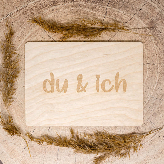 Holzpostkarte • du & ich • Postkarte • Holzkarte • Postkarte mit Lasergravur