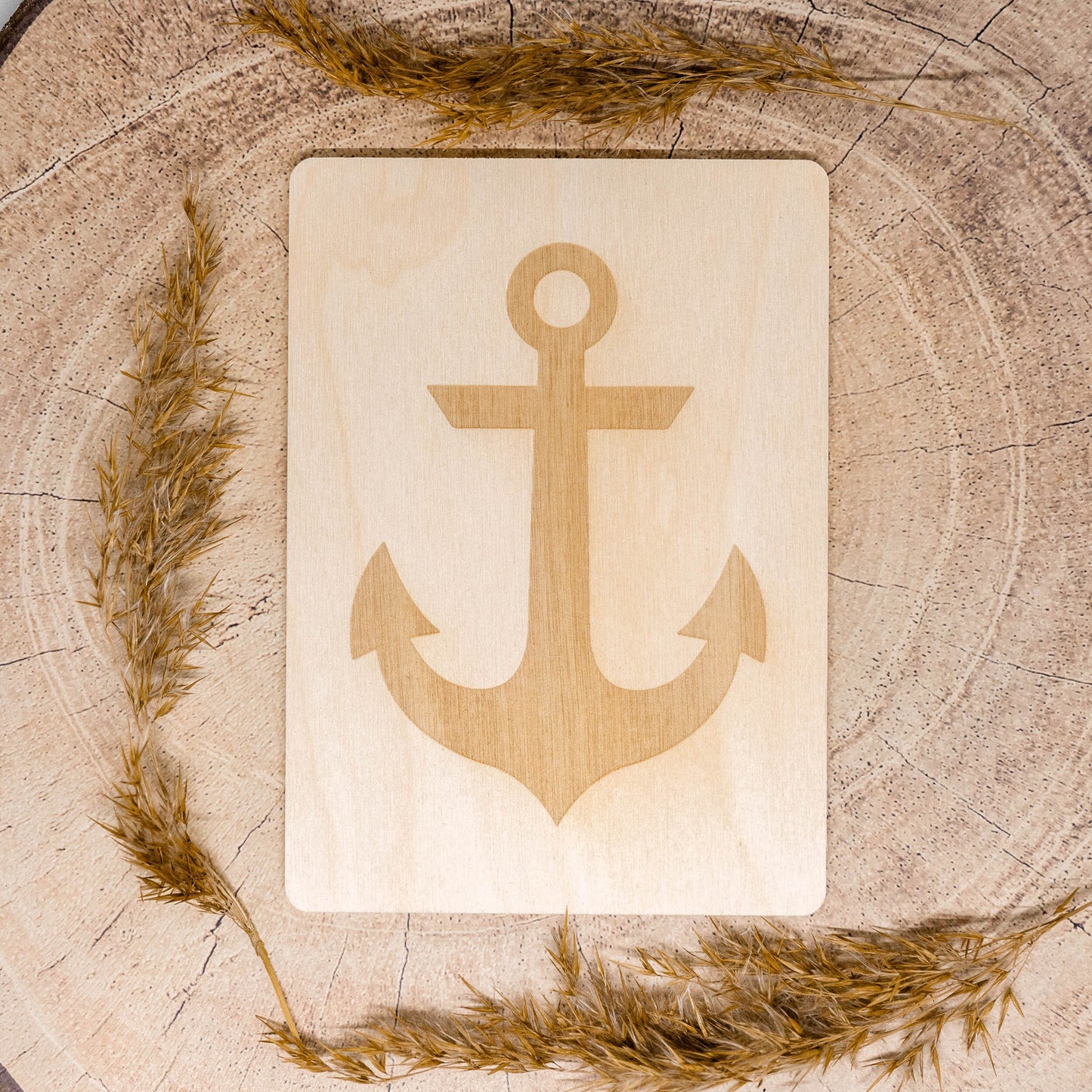 Holzpostkarte • Anker • maritim • Holzkarte • Postkarte mit maritimem Motiv • Lasergravur • 14x10 cm