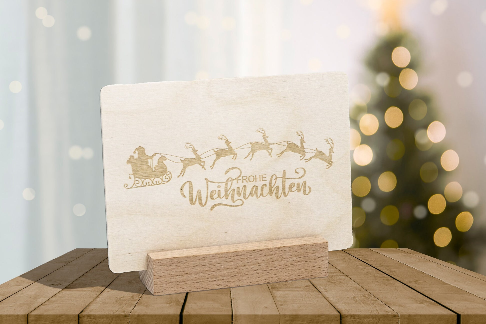 Holzpostkarte • Weihnachtskarte • Weihnachten • Deko • Holzkarte • Postkarte mit Weihnachtsmotiv • Lasergravur • 14x10 cm