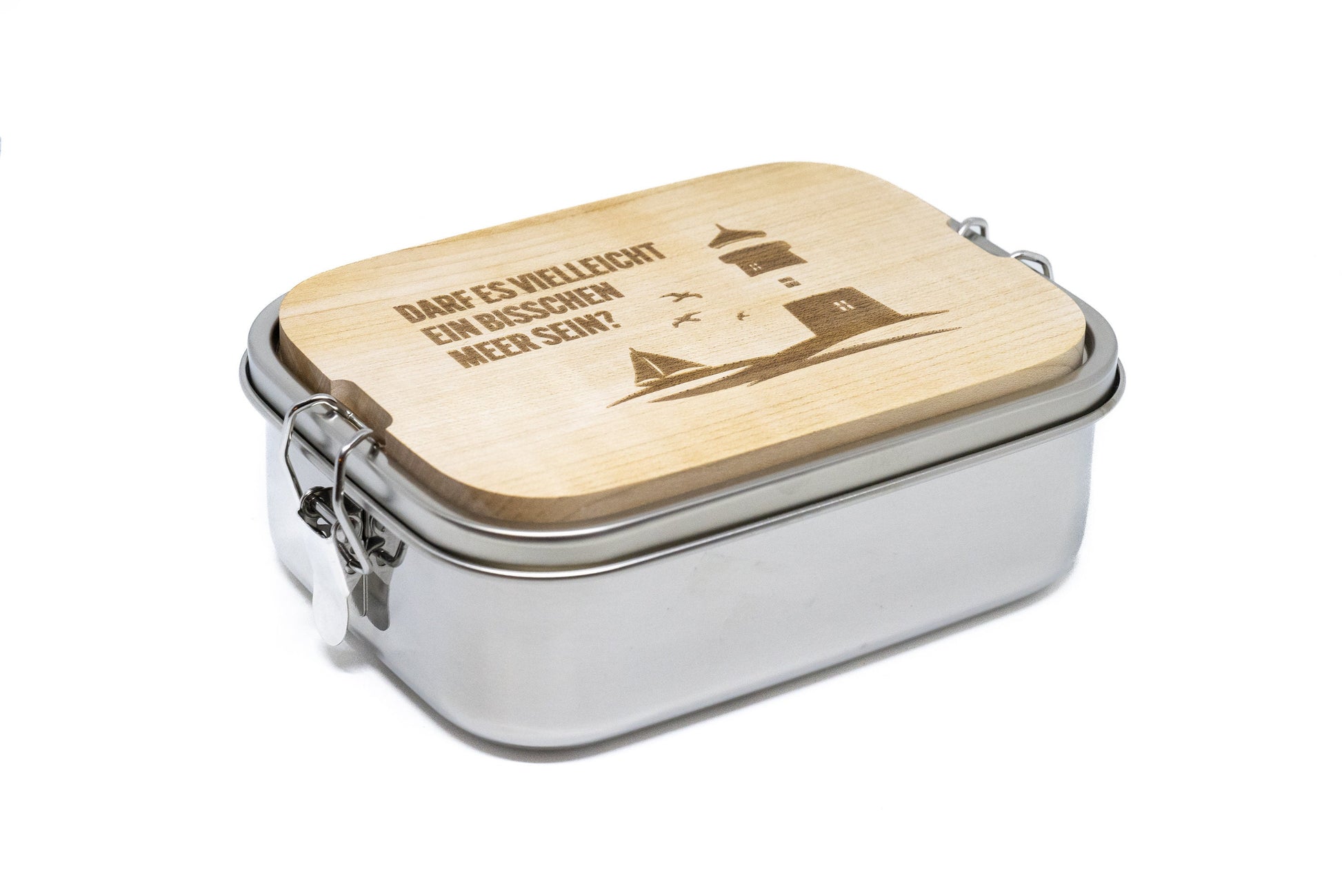 Brotdose / Lunchbox aus Edelstahl 1200ml - wasserdicht mit Schneidebrett 5mm - mit Wunschgravur