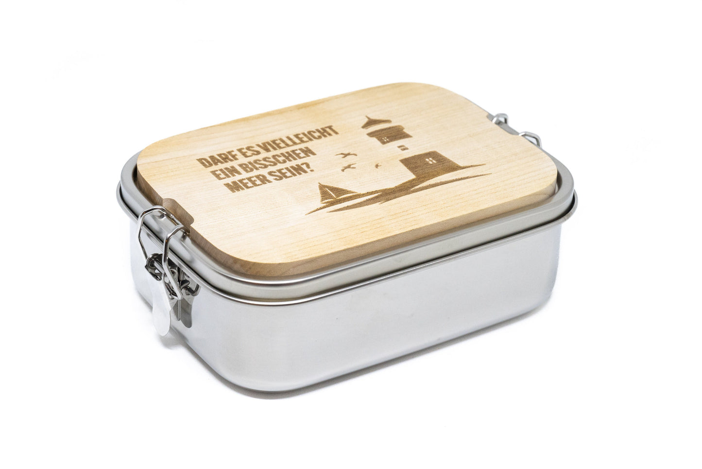 Brotdose / Lunchbox aus Edelstahl 1200ml - wasserdicht mit Schneidebrett 10mm - mit Wunschgravur