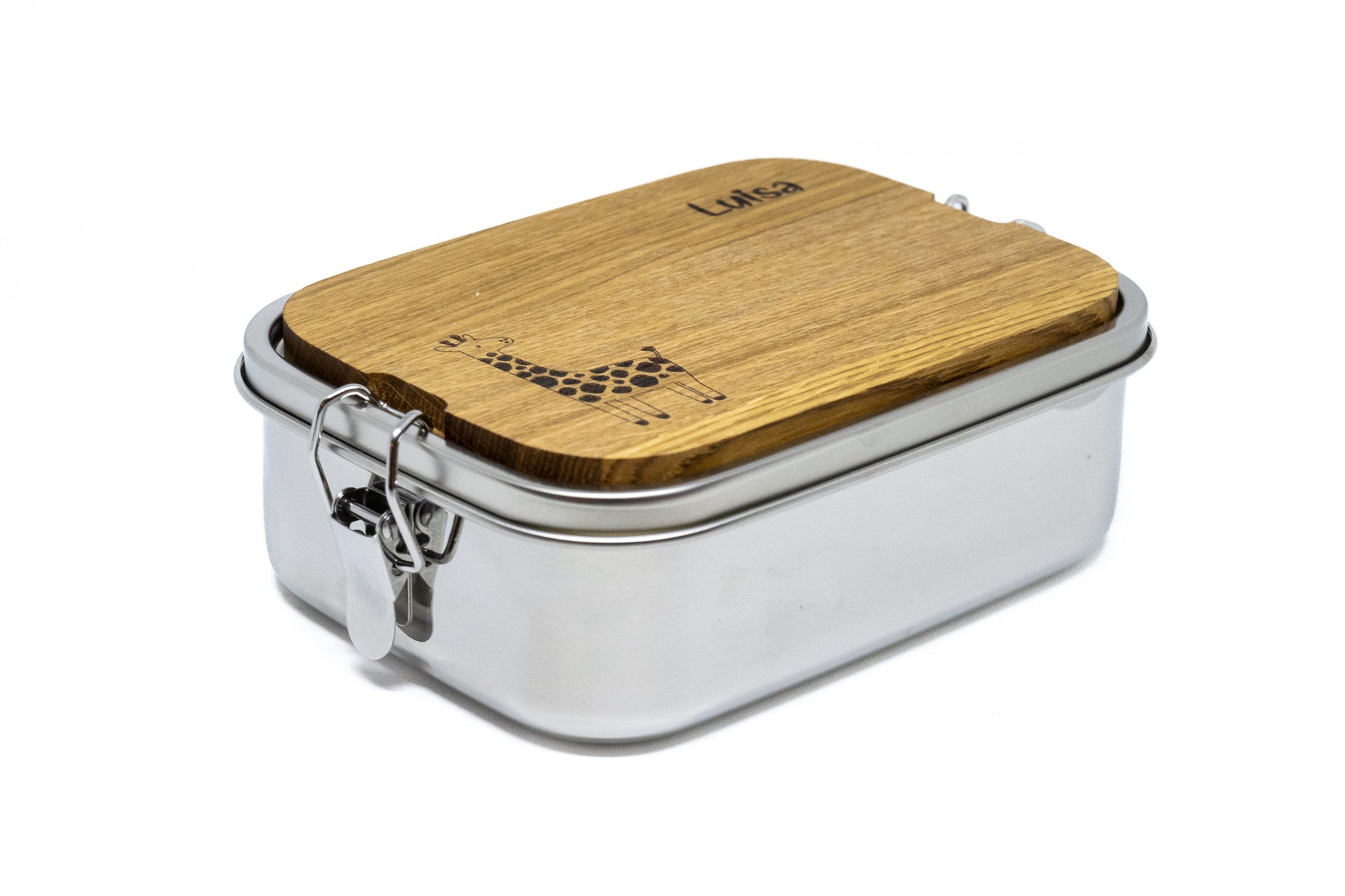 Brotdose / Lunchbox aus Edelstahl 1200ml - wasserdicht mit Schneidebrett 10mm - mit Wunschgravur